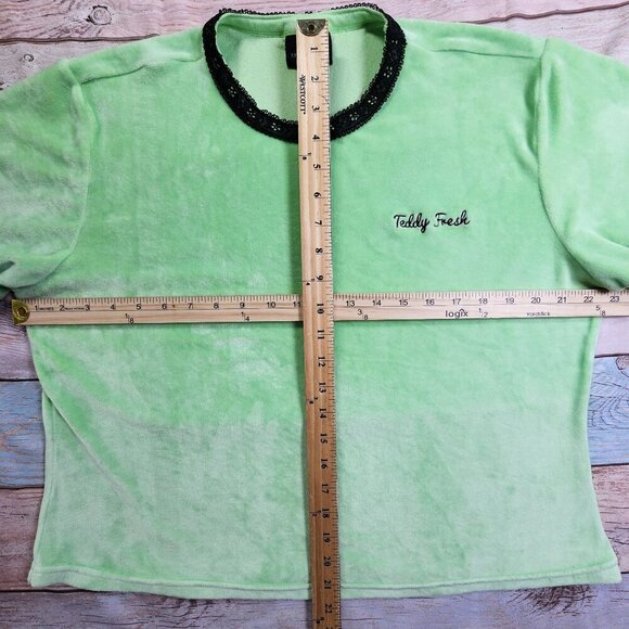 Teddy Fresh Green Velour Short Sleeve Shirt W/ Black Accents 2X - Picture 7 of 9